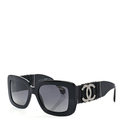 Chanel Acetate Calfskin Polarized Square Sunglasses 5473-Q  Black 1 of 6