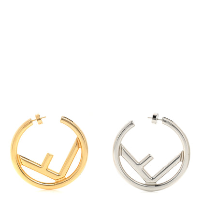Fendi Metal FF Hoop Earrings Gold Silver 1 of 7