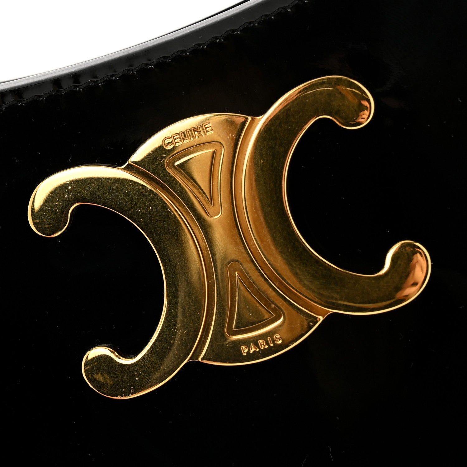 Celine Patent Calfskin Medium Tilly Triomphe Shoulder Bag Black 10 of 11