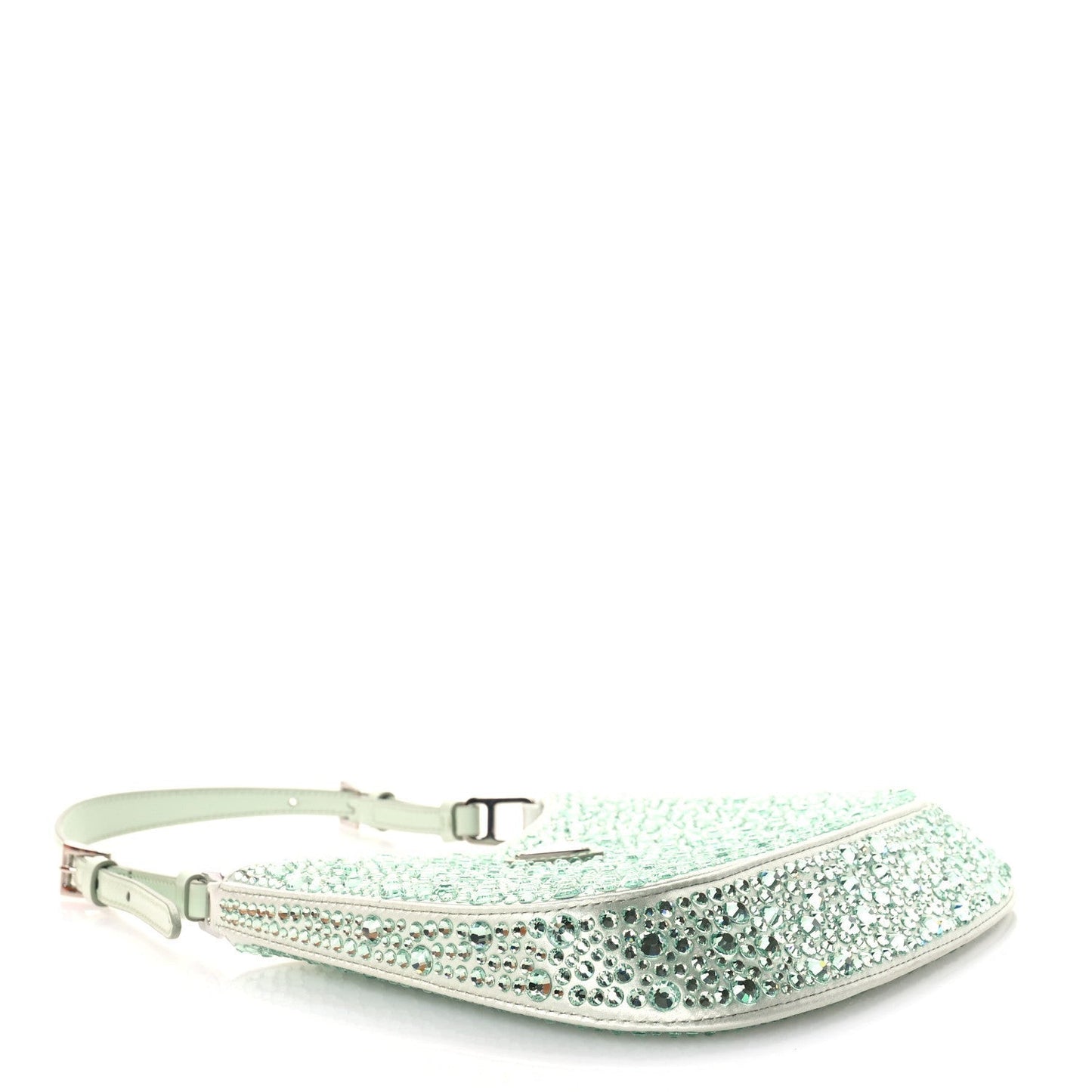 Satin Crystal Cleo Adjustable Strap Shoulder Bag Acqua