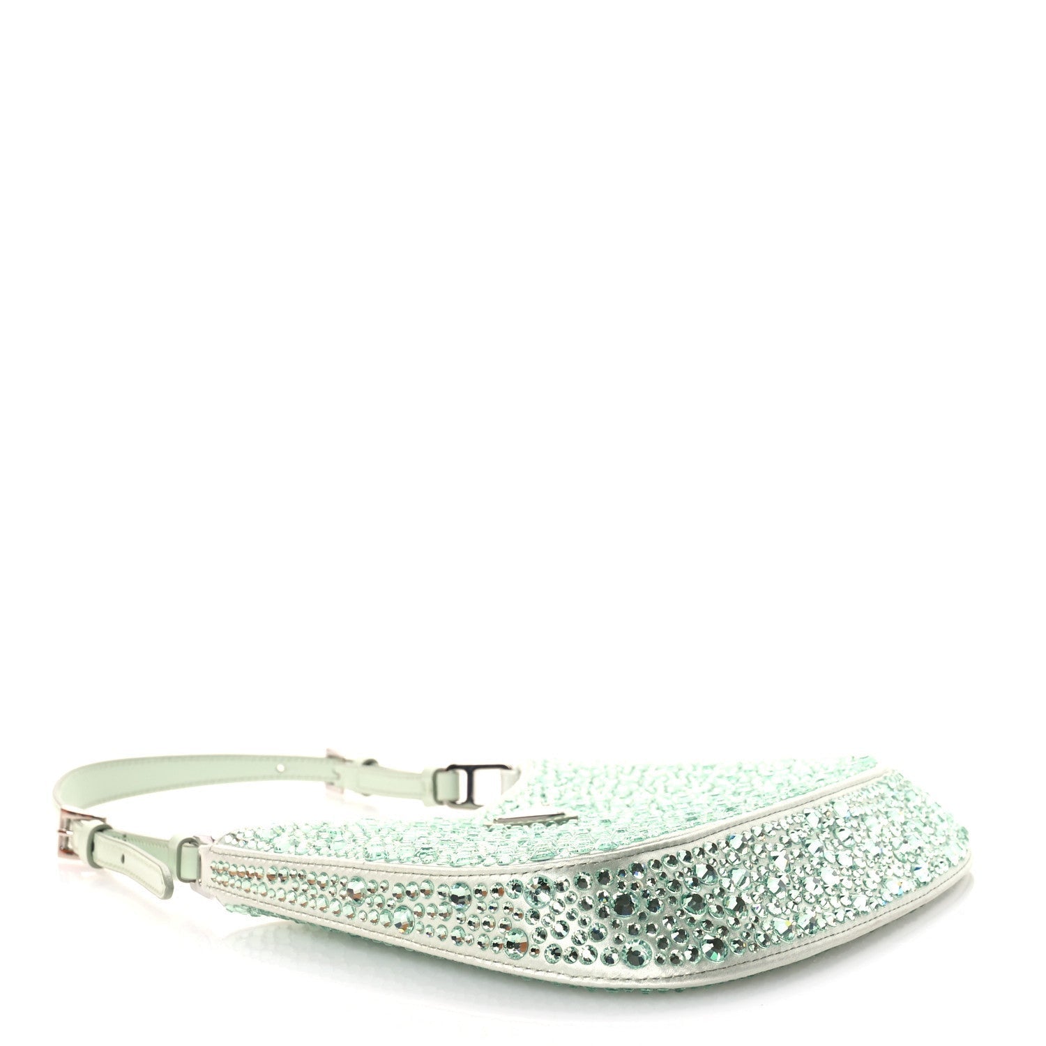 Prada Satin Crystal Cleo Adjustable Strap Shoulder Bag Acqua 4 of 7