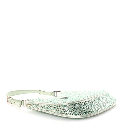 Prada Satin Crystal Cleo Adjustable Strap Shoulder Bag Acqua 4 of 7