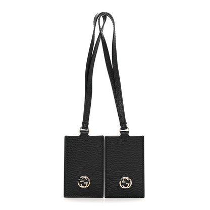 Gucci Pebbled Calfskin Interlocking G Luggage Tag Set of 2 Black 1 of 4