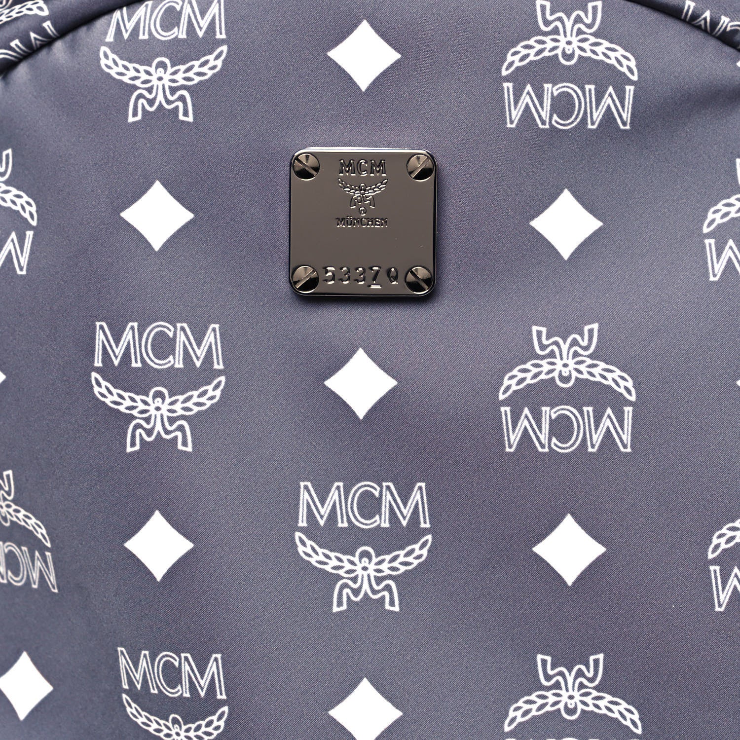 MCM Nylon Monogram Medium Resnick Backpack Gray 7 of 13