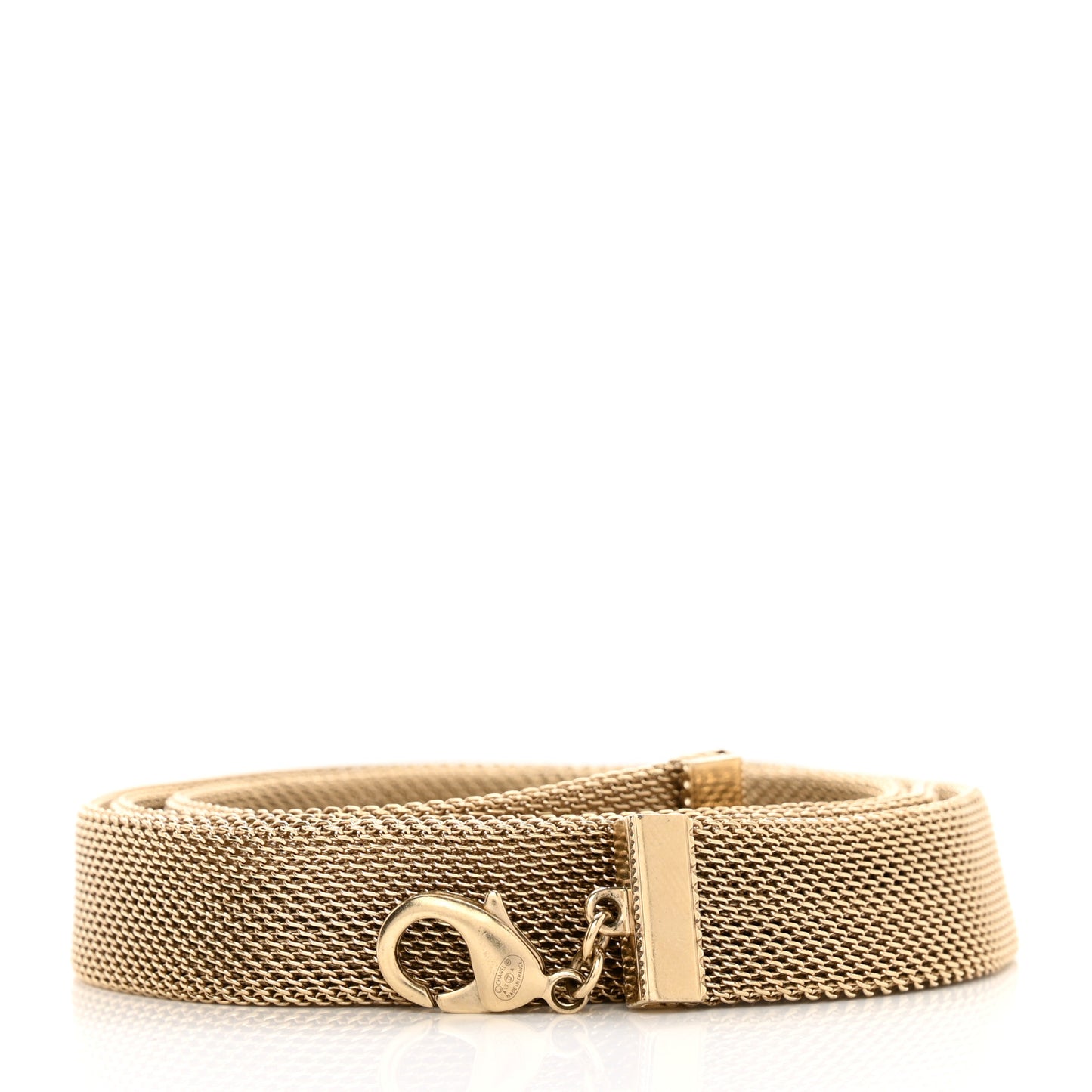 Metallic Mesh Logo Belt Gold