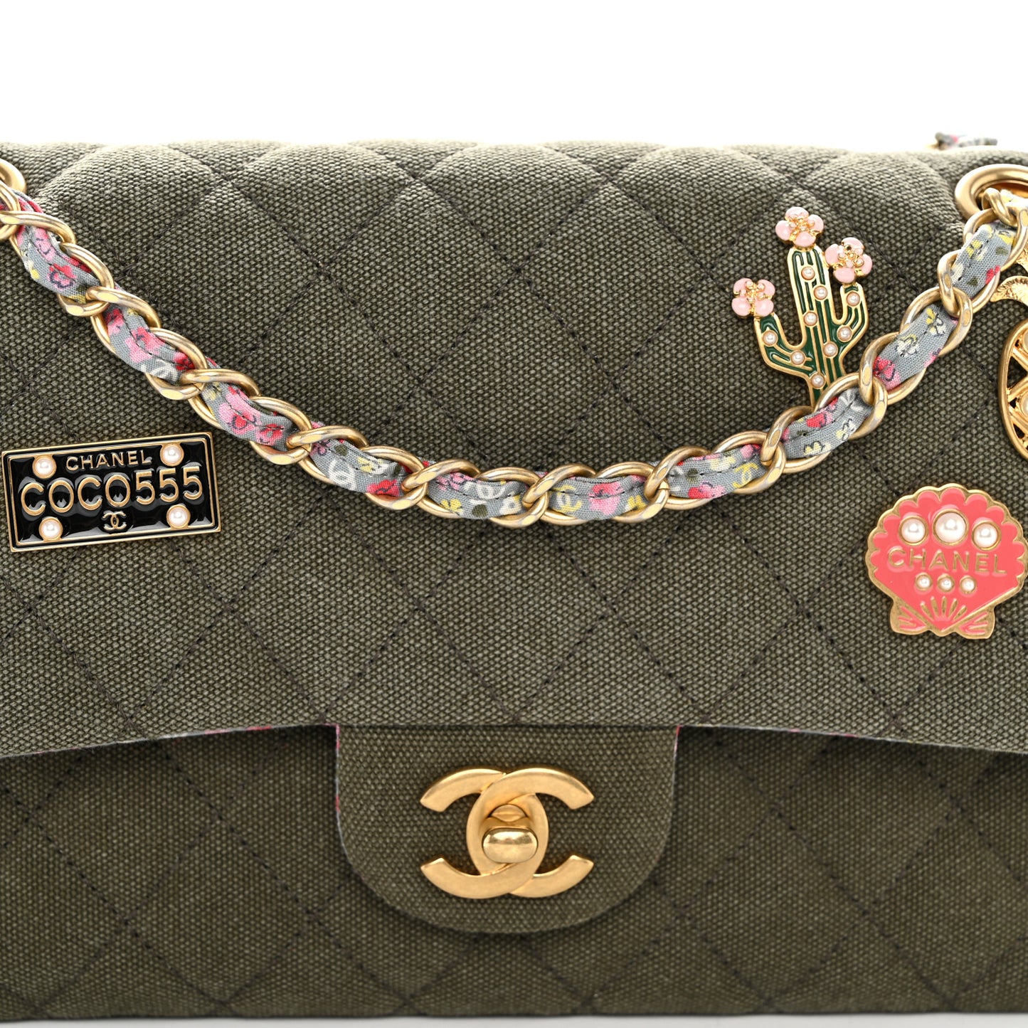 Toile Quilted Medium Cuba Double Flap Khaki