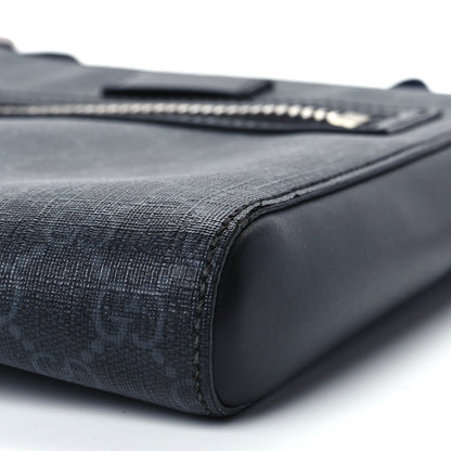 Gucci GG Supreme Monogram Web Small Flat Messenger Bag Black Grey 9 of 10