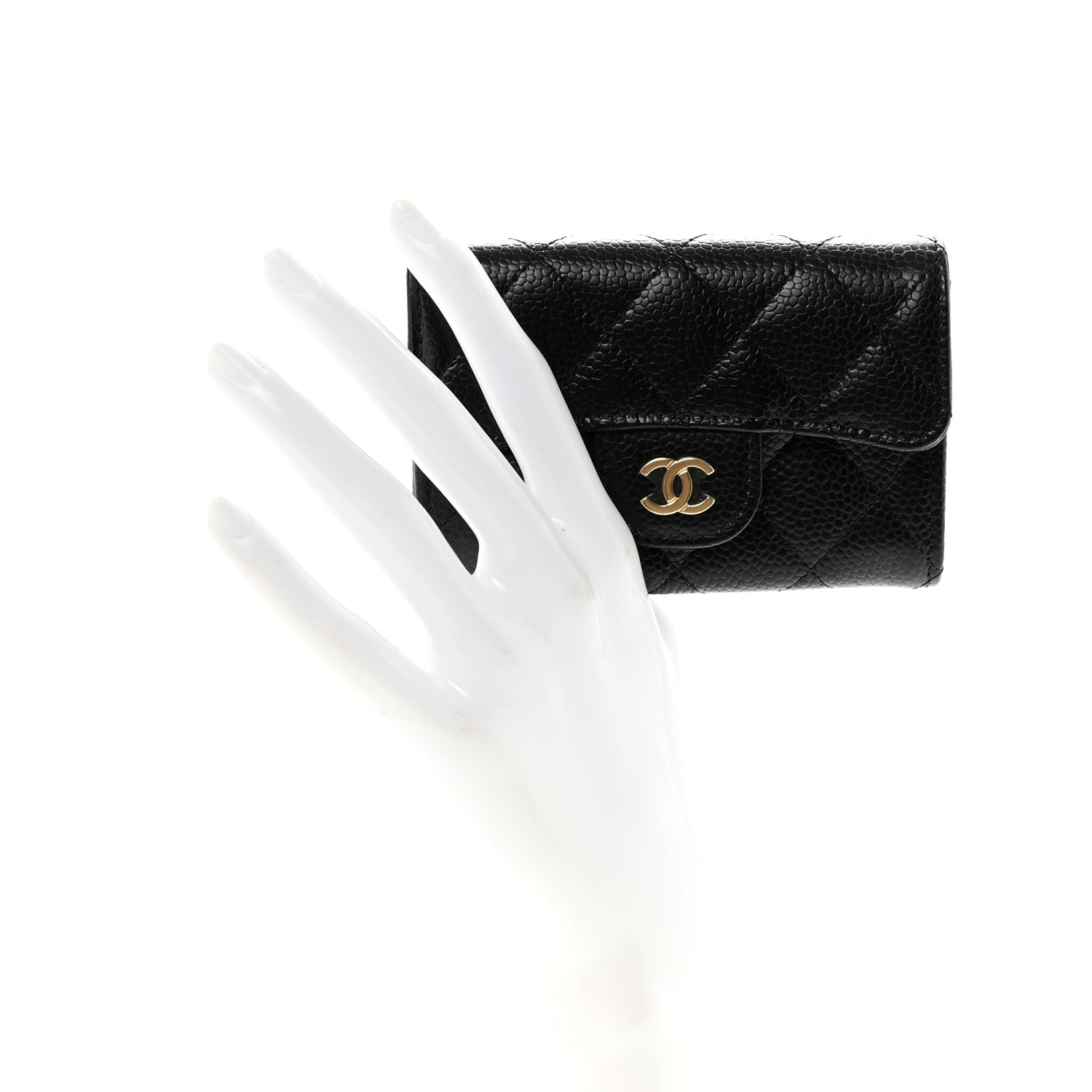 Chanel Caviar Quilted Flap Card Holder Wallet Black 2 of 9