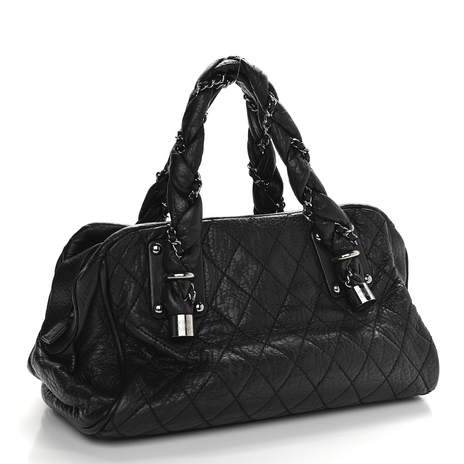 Chanel Distressed Lambskin Lady Braid Bowler Black 2 of 9