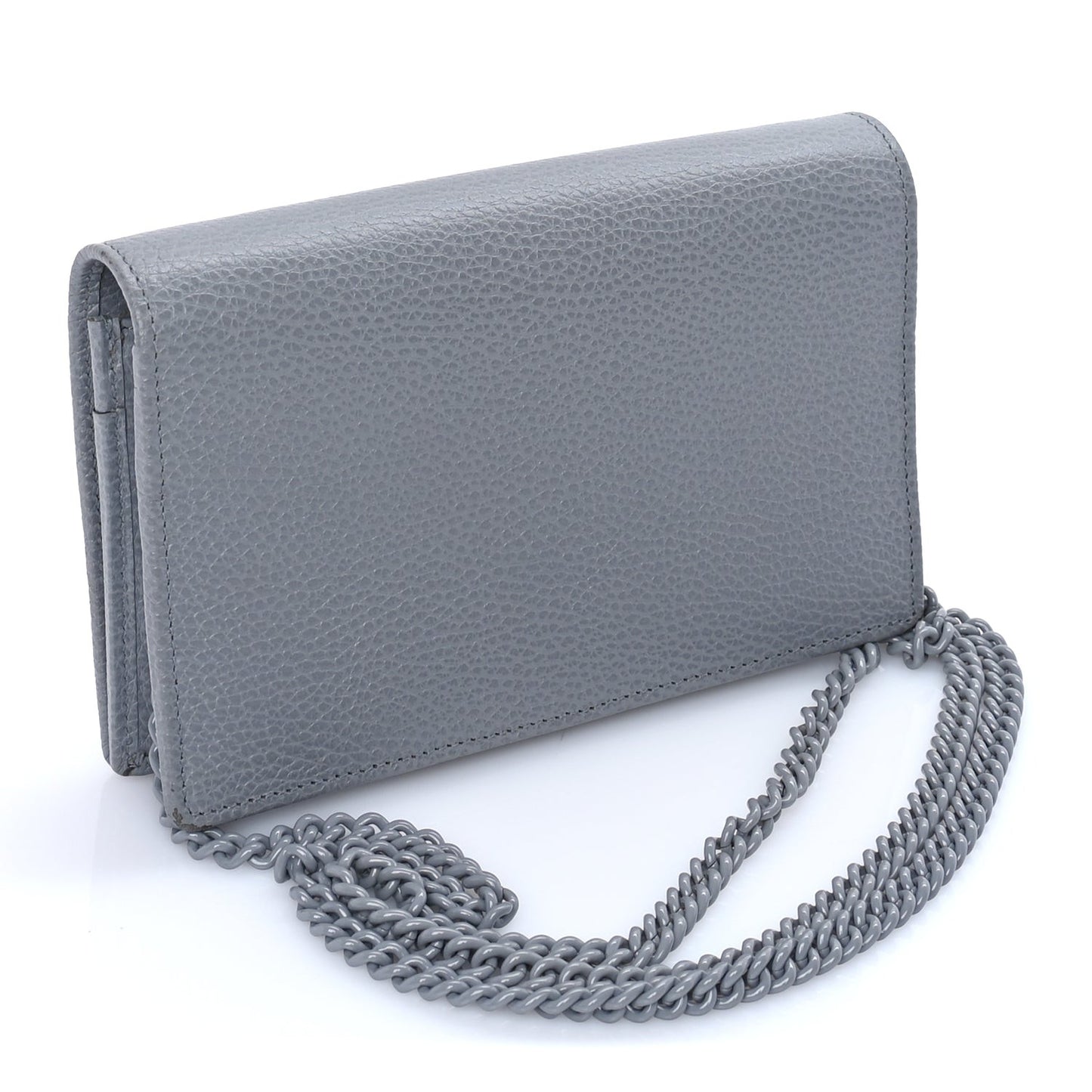 GUCCI Dollar Calfskin Enamel Monochrome Mini GG Marmont Chain Wallet Deep Grey Deep Grey