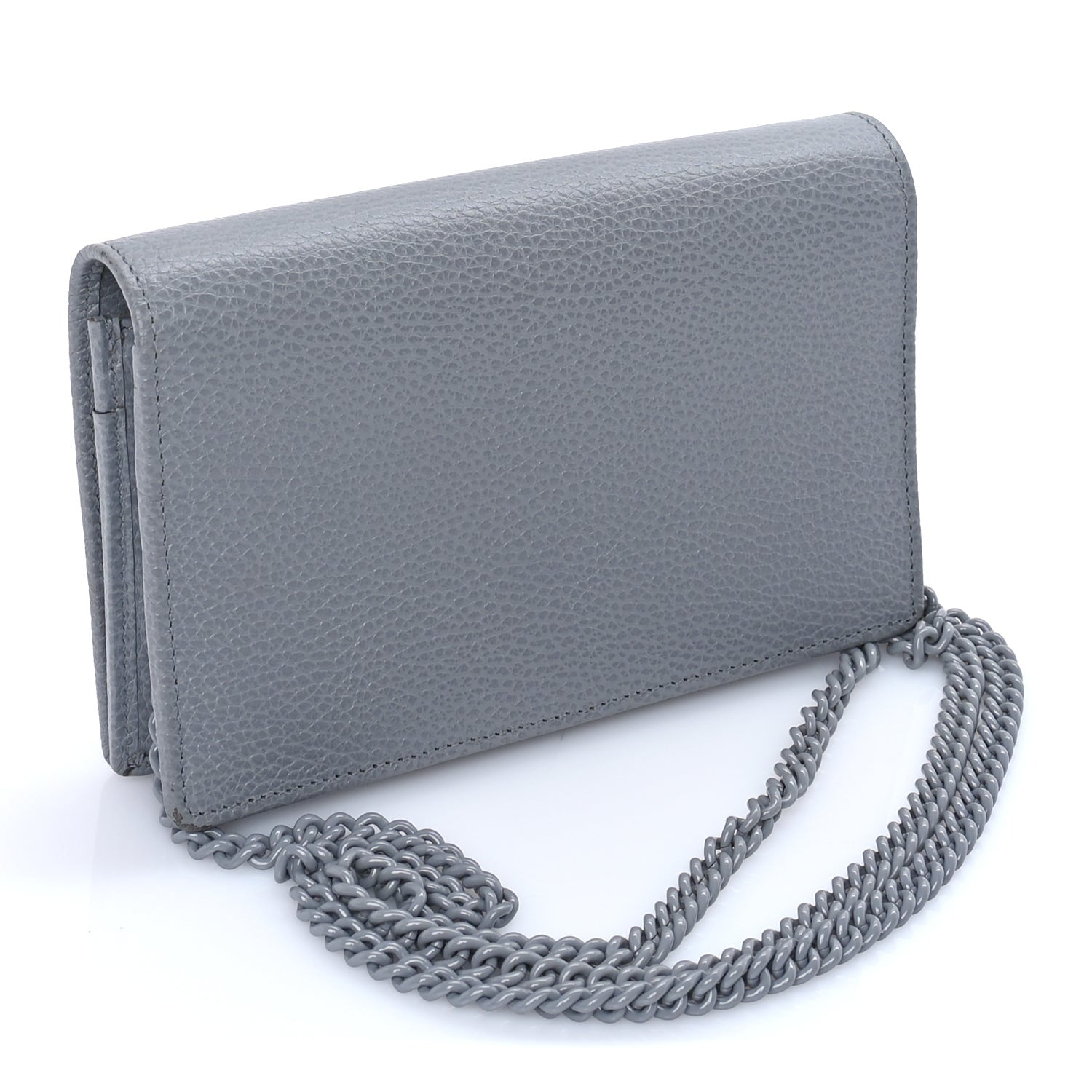 Gucci GUCCI Dollar Calfskin Enamel Monochrome Mini GG Marmont Chain Wallet Deep Grey Deep Grey 2 of 7