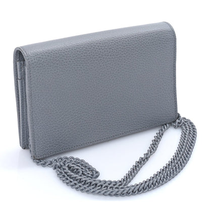 Gucci GUCCI Dollar Calfskin Enamel Monochrome Mini GG Marmont Chain Wallet Deep Grey Deep Grey 2 of 7