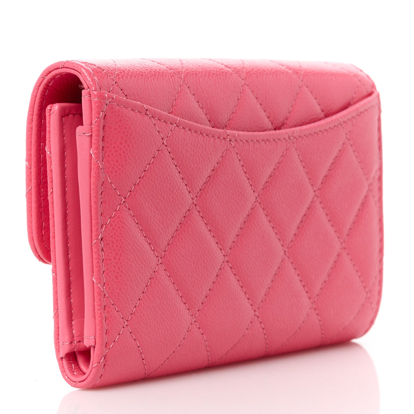 Caviar Quilted Medium Flap Wallet Pink