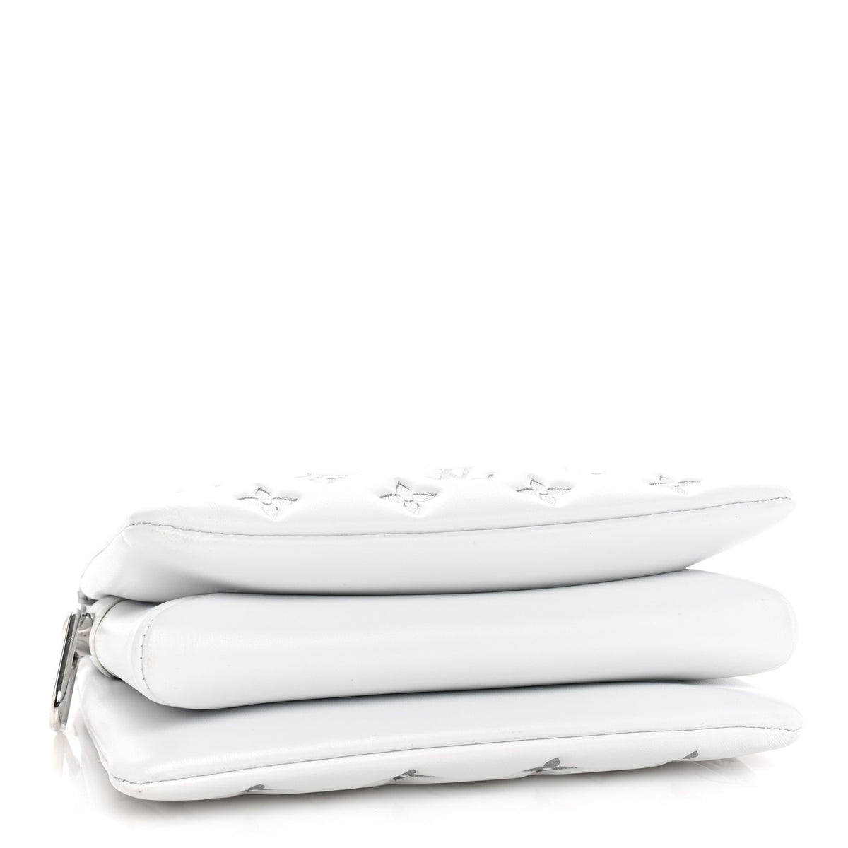 Louis Vuitton Lambskin Embossed Monogram Coussin BB White Silver 3 of 8