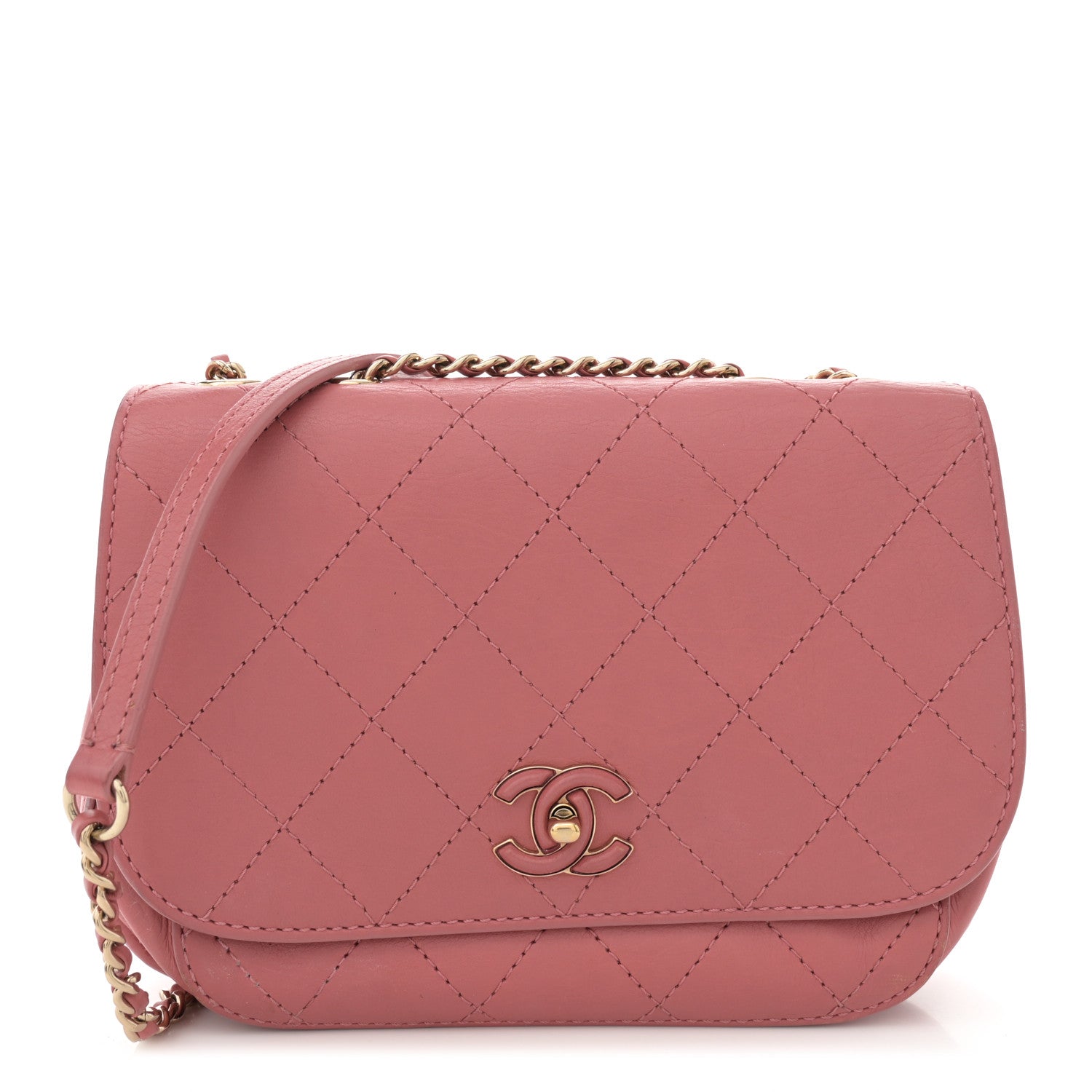 Chanel Calfskin Stitched Small Flap Bag Pink 1 of 11