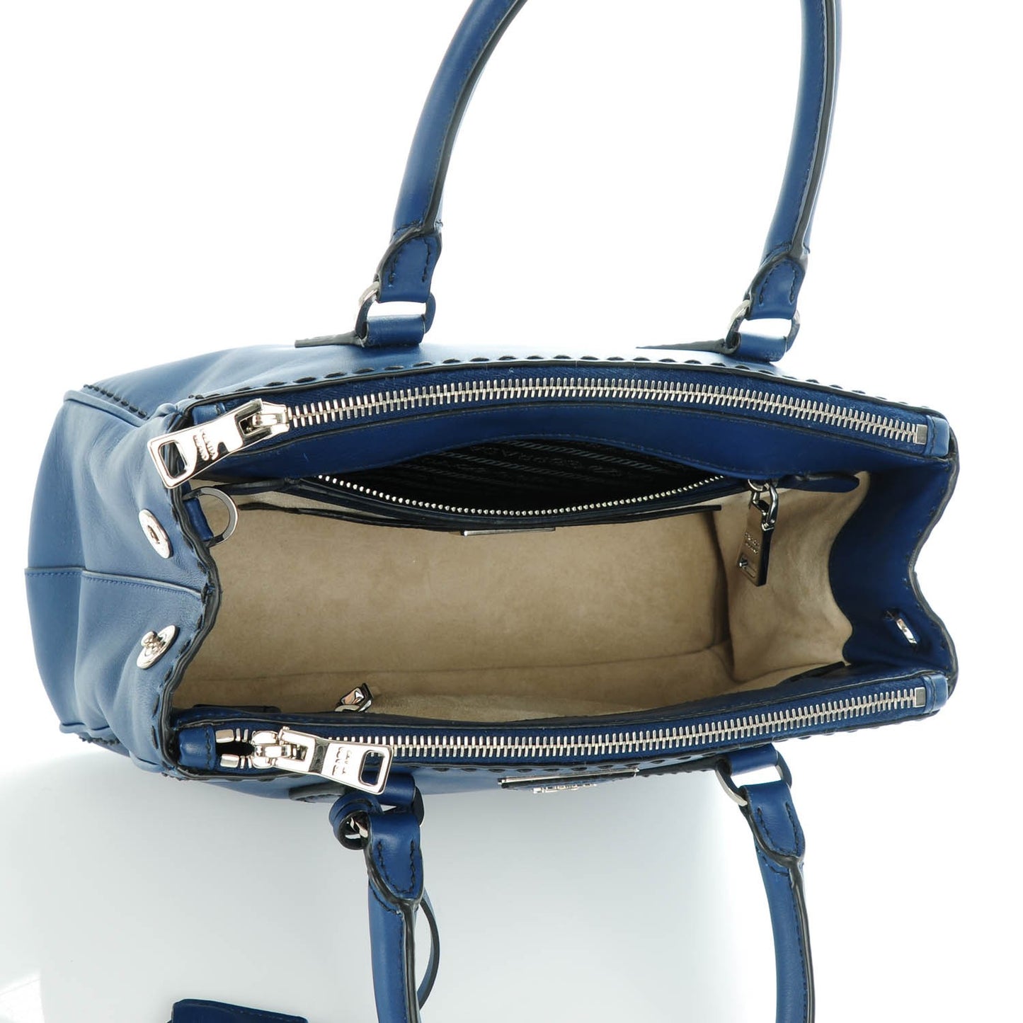 City Calf Small Hand Stitched Galleria Double Zip Tote Bleuette