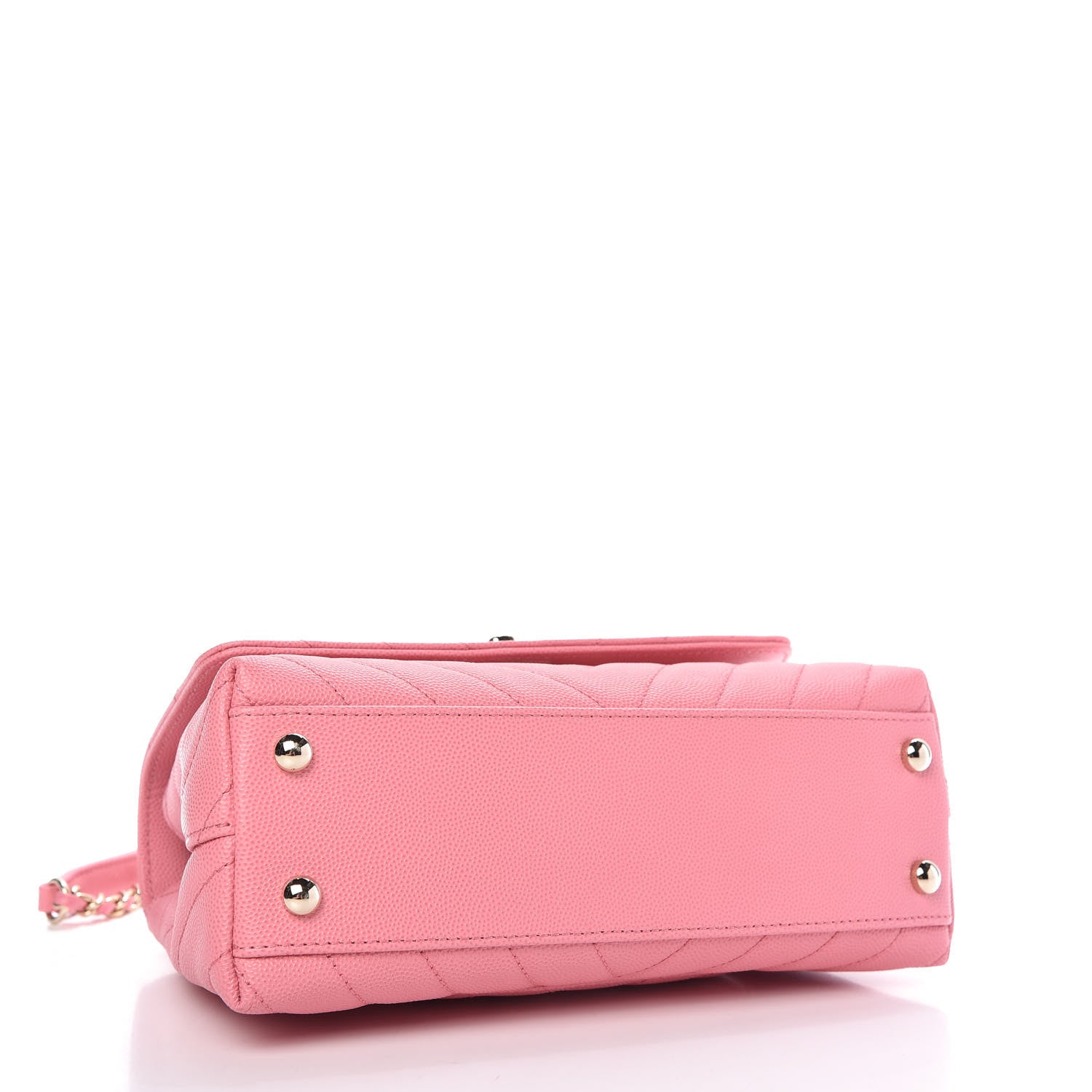 Chanel Caviar Chevron Quilted Mini Coco Handle Flap Pink 4 of 10