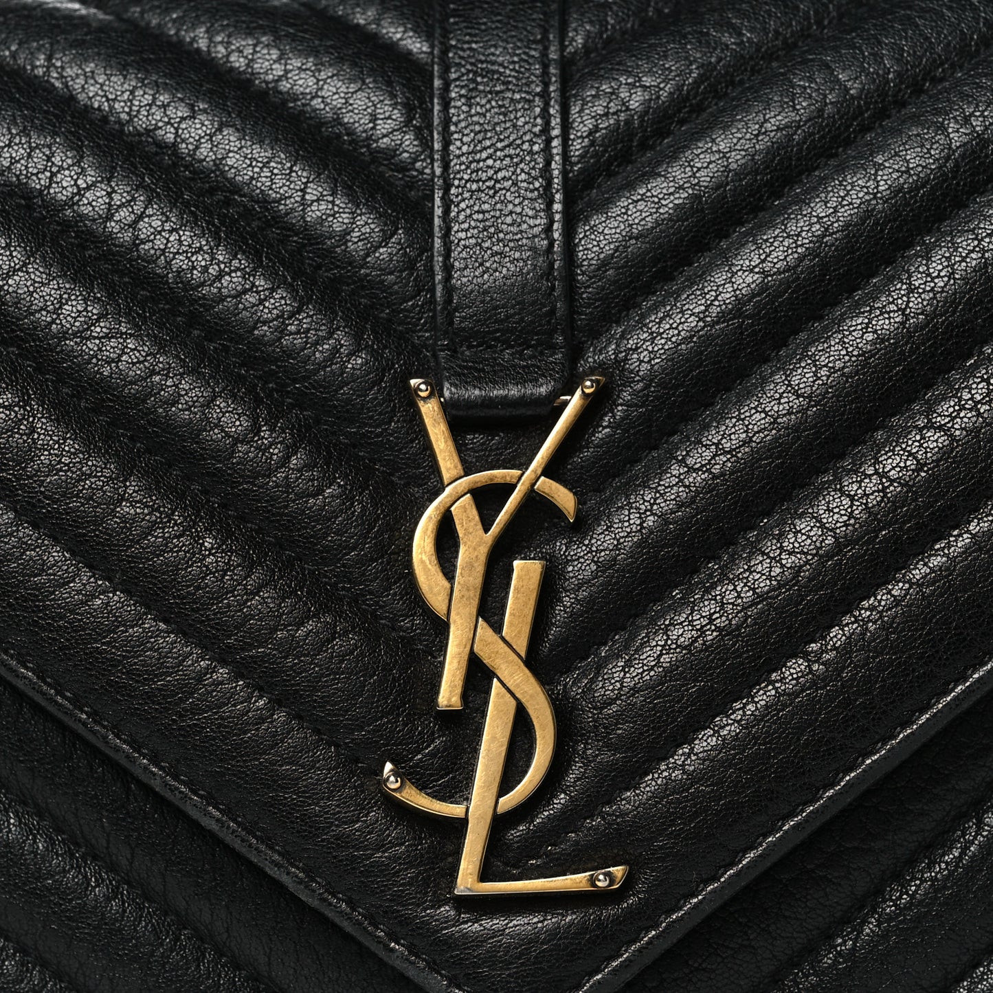 Sheepskin Matelasse Chevron Monogram Medium College Bag Black