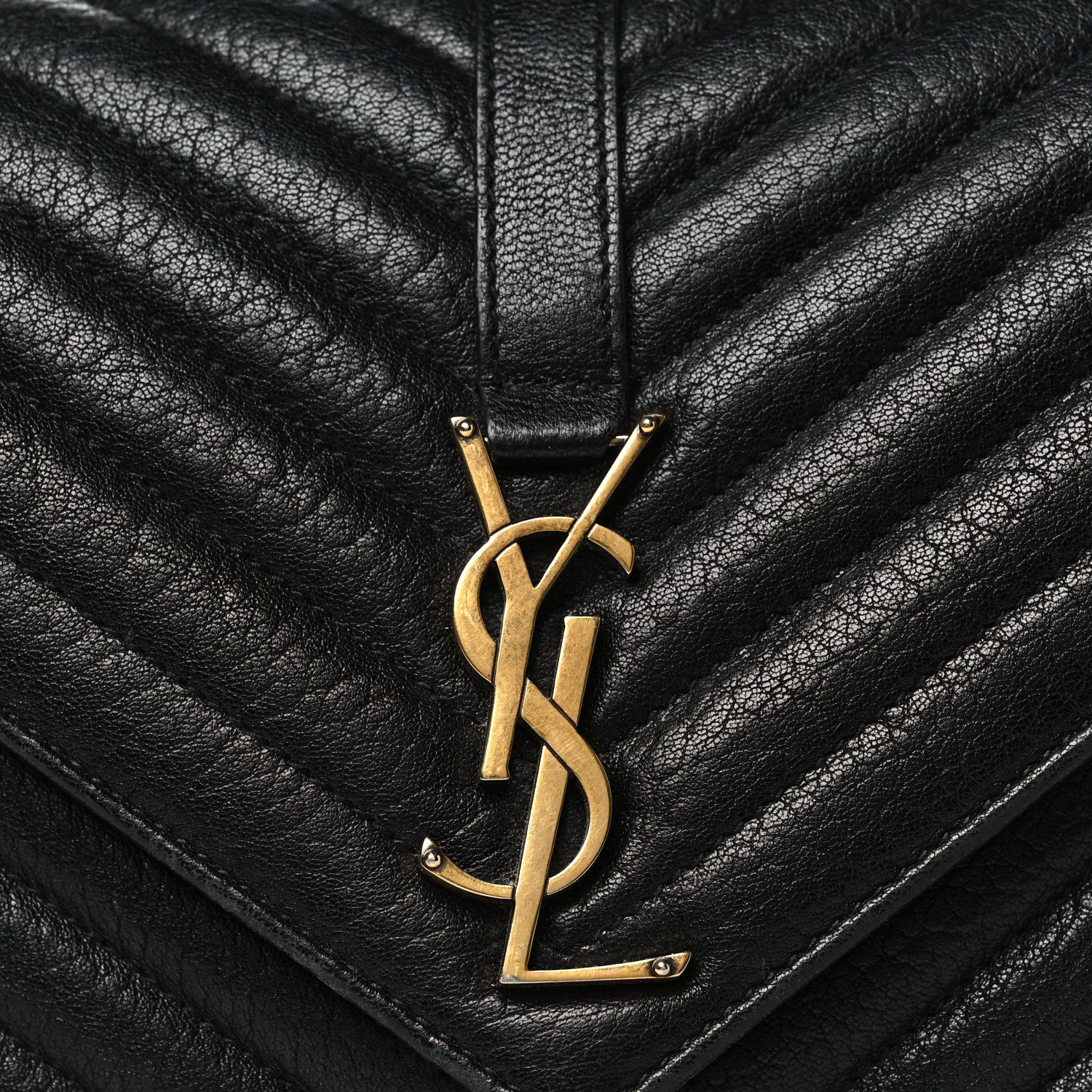 Saint Laurent Sheepskin Matelasse Chevron Monogram Medium College Bag Black 8 of 11