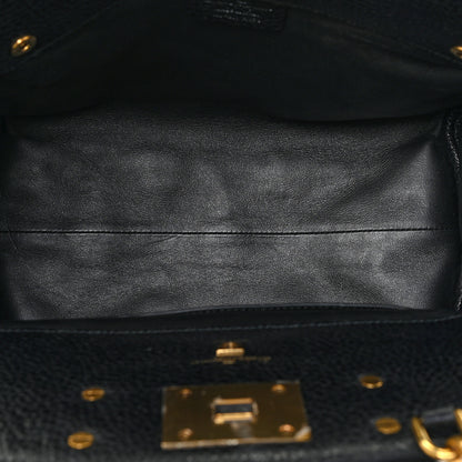 Salvatore Ferragamo Hammered Calfskin Small Studio Rock Bag Black 5 of 15