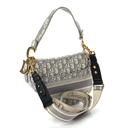 Christian Dior Oblique Embroidered Saddle Bag Grey 2 of 8