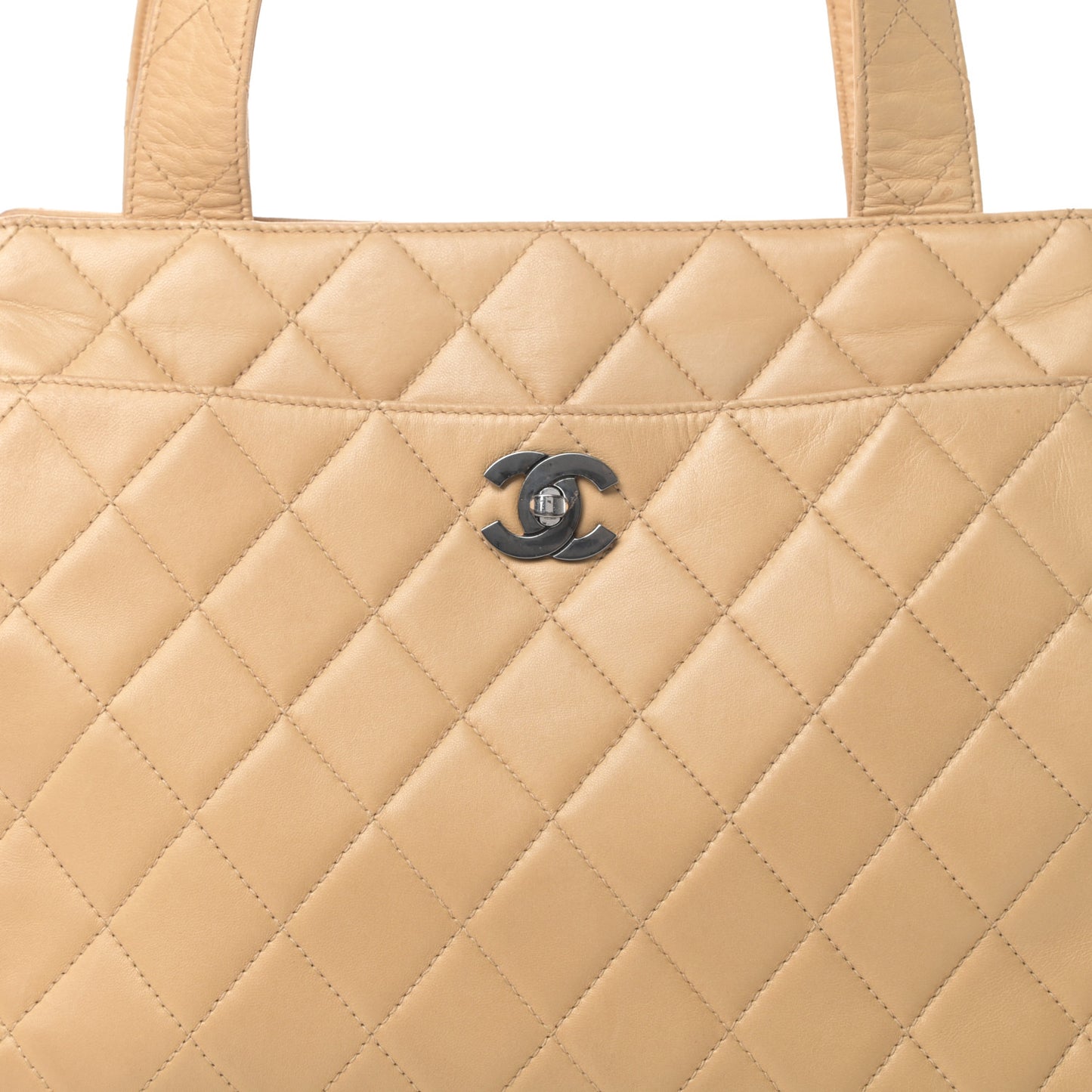 Lambskin Quilted Shoulder Bag Beige