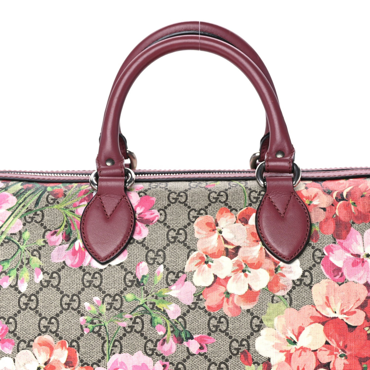 Gucci GG Supreme Monogram Blooms Medium Boston Beige Multicolor Dry Rose 6 of 8