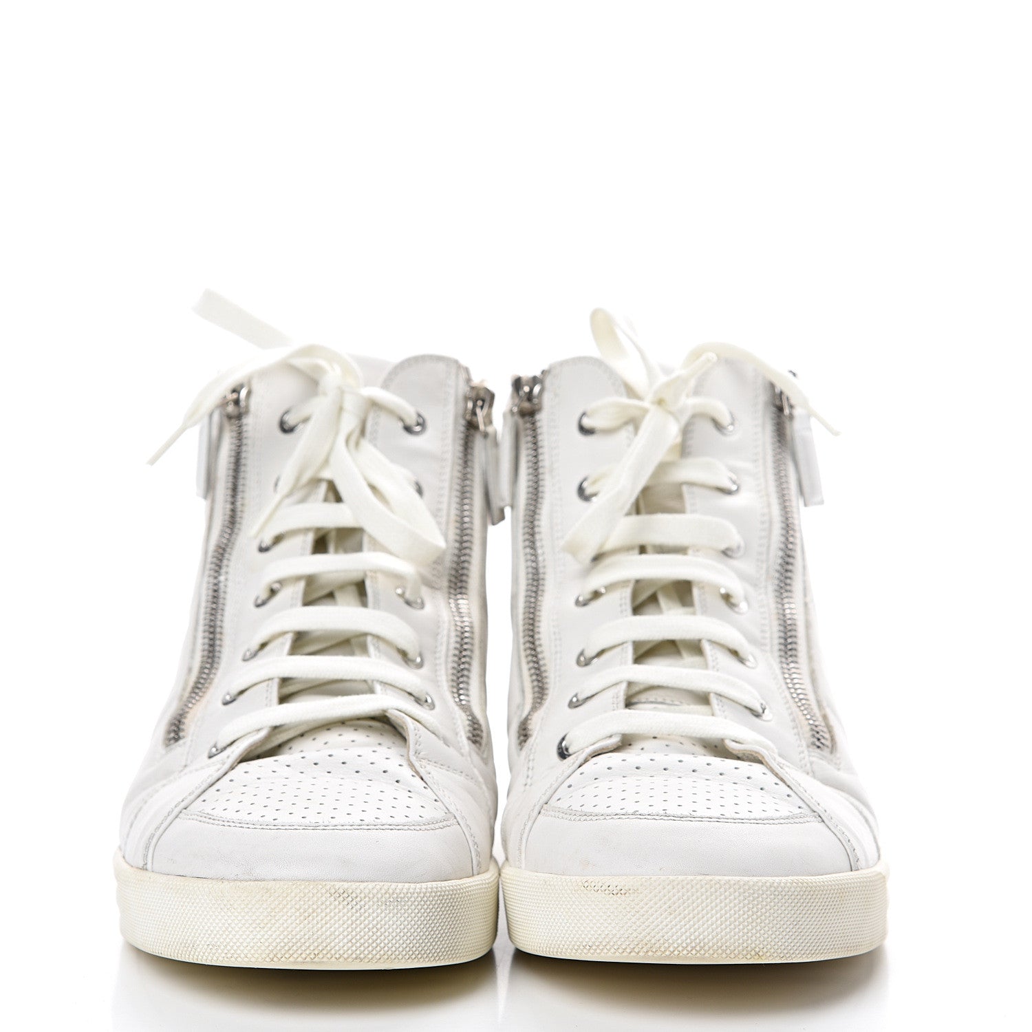 Chanel Calfskin Mens High Top CC Sneakers 43 White 2 of 14