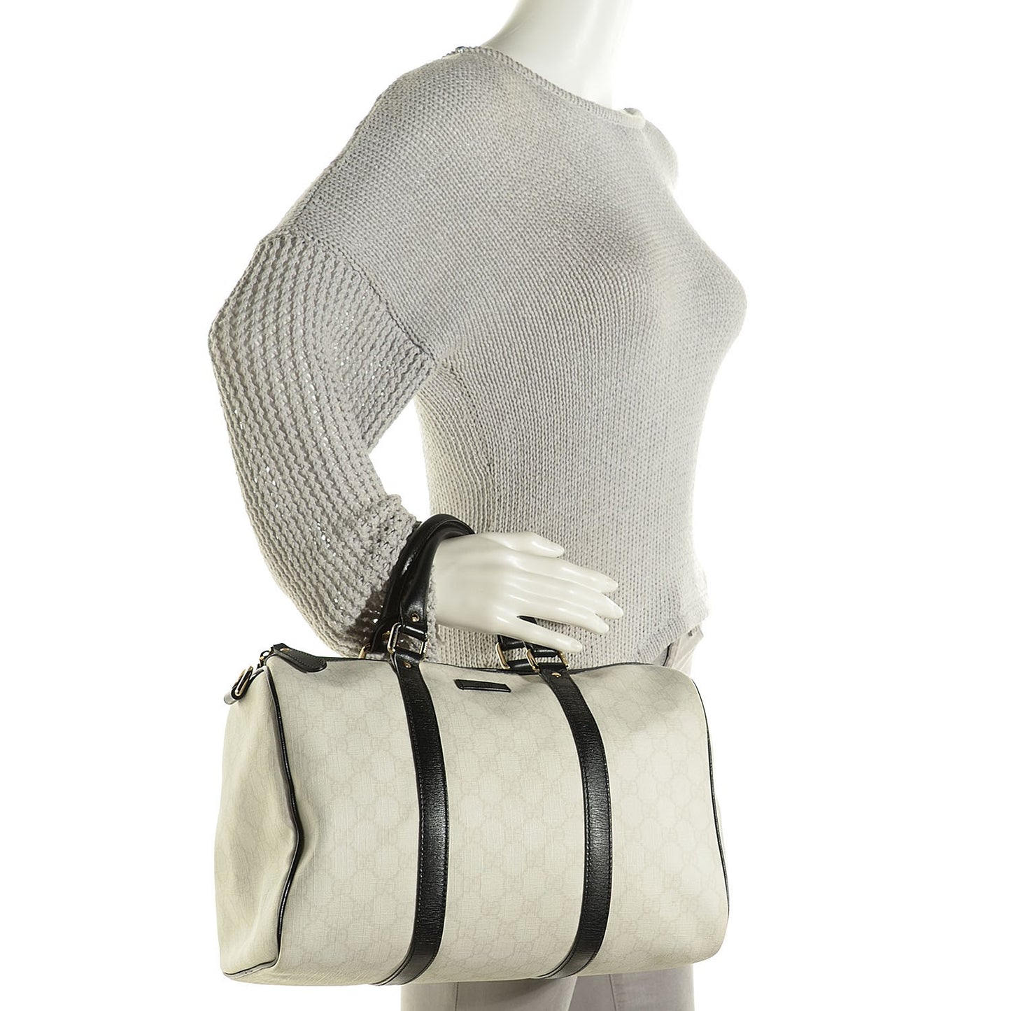 GG Plus Monogram Medium Joy Boston White Black