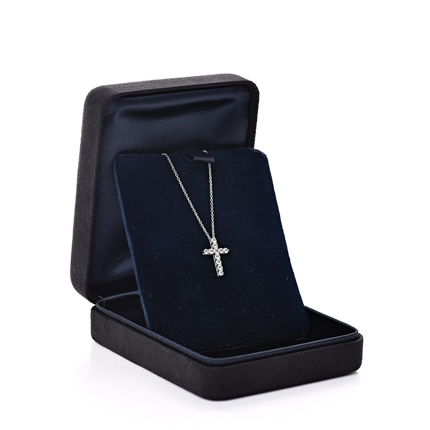 Platinum Diamond Small Cross Pendant Necklace