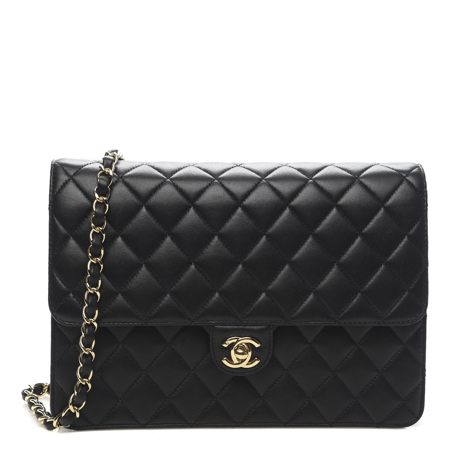 Lambskin Quilted Medium Single Flap Black