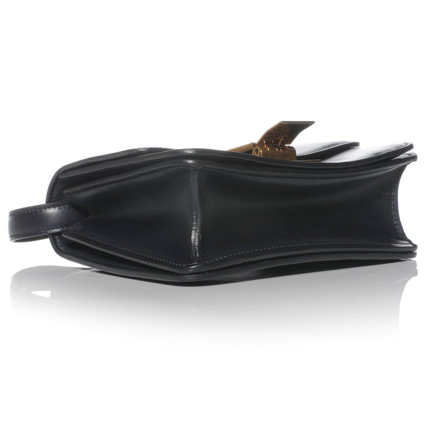 Leather Small Classic Box Flap Bag Navy