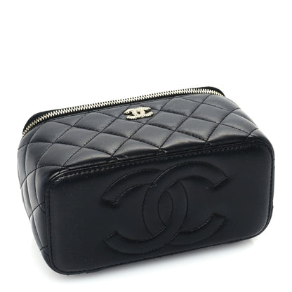 Chanel Lambskin Crystal Quilted Trendy Small Top Handle Vanity Case With Chain Black 3 of 9