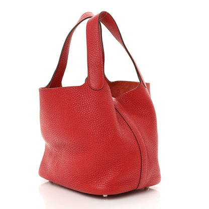 Hermes Taurillon Clemence Picotin Lock 18 PM Rouge Casaque 3 of 7