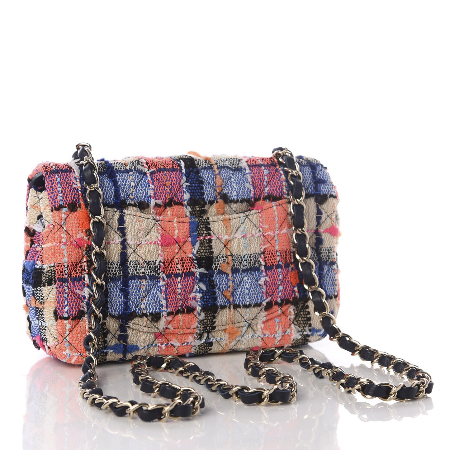 Tweed Quilted Mini Rectangular Flap Blue Orange Yellow