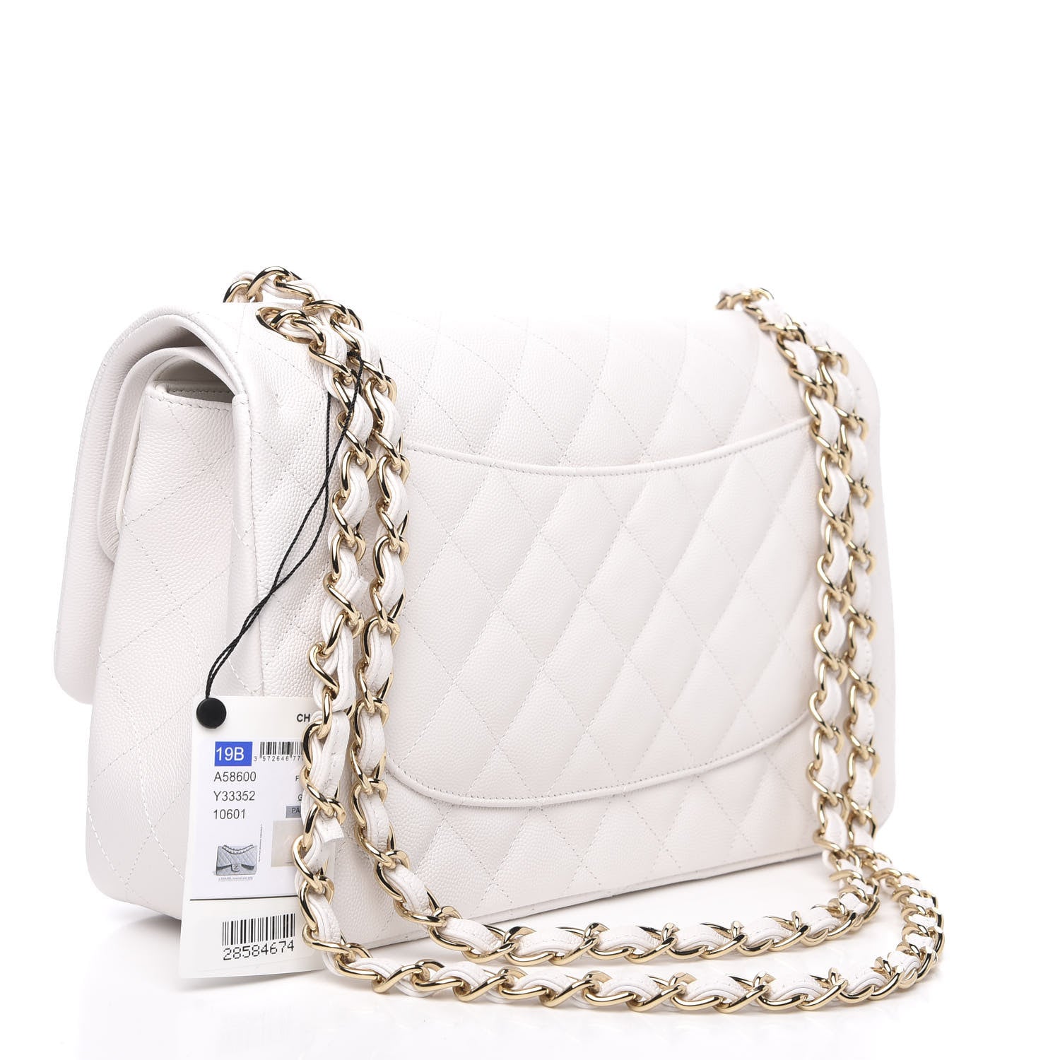 Chanel Caviar Quilted Jumbo Double Flap White 2 of 10
