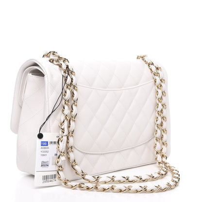 Chanel Caviar Quilted Jumbo Double Flap White 2 of 10