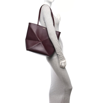 Loewe Shiny Calfskin Medium Puzzle Fold Tote Dark Burgundy 2 of 12