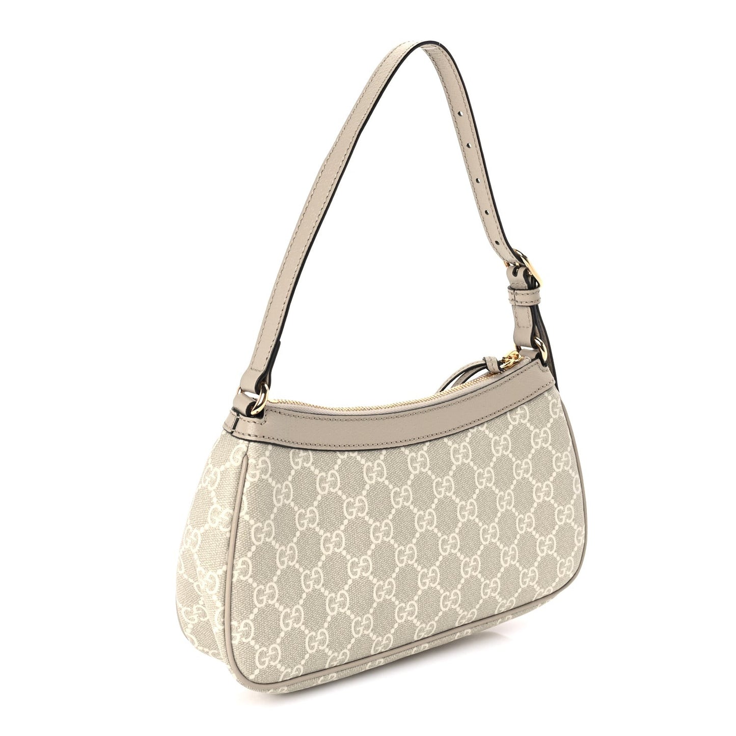 GG Supreme Monogram Textured Dollar Calfskin Small Ophidia Hobo  Beige/Mystic White/Oatmeal