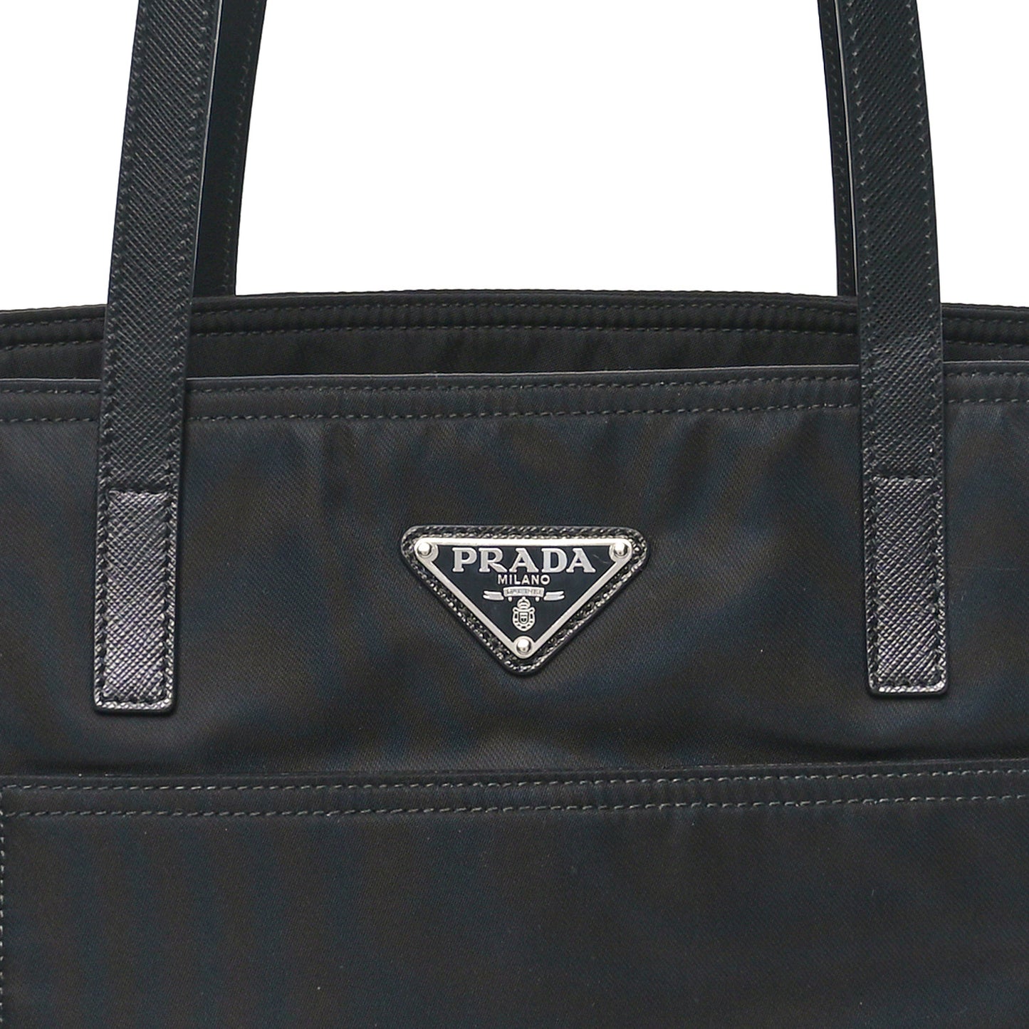 Tessuto Nylon Saffiano Shopping Tote Black