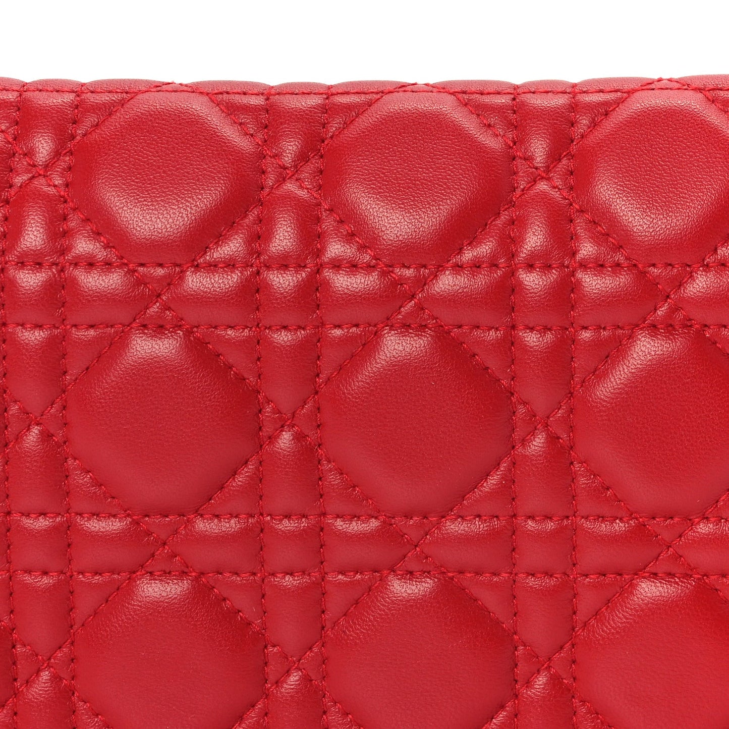 Lambskin Cannage Lady Dior Convertible Clutch Red