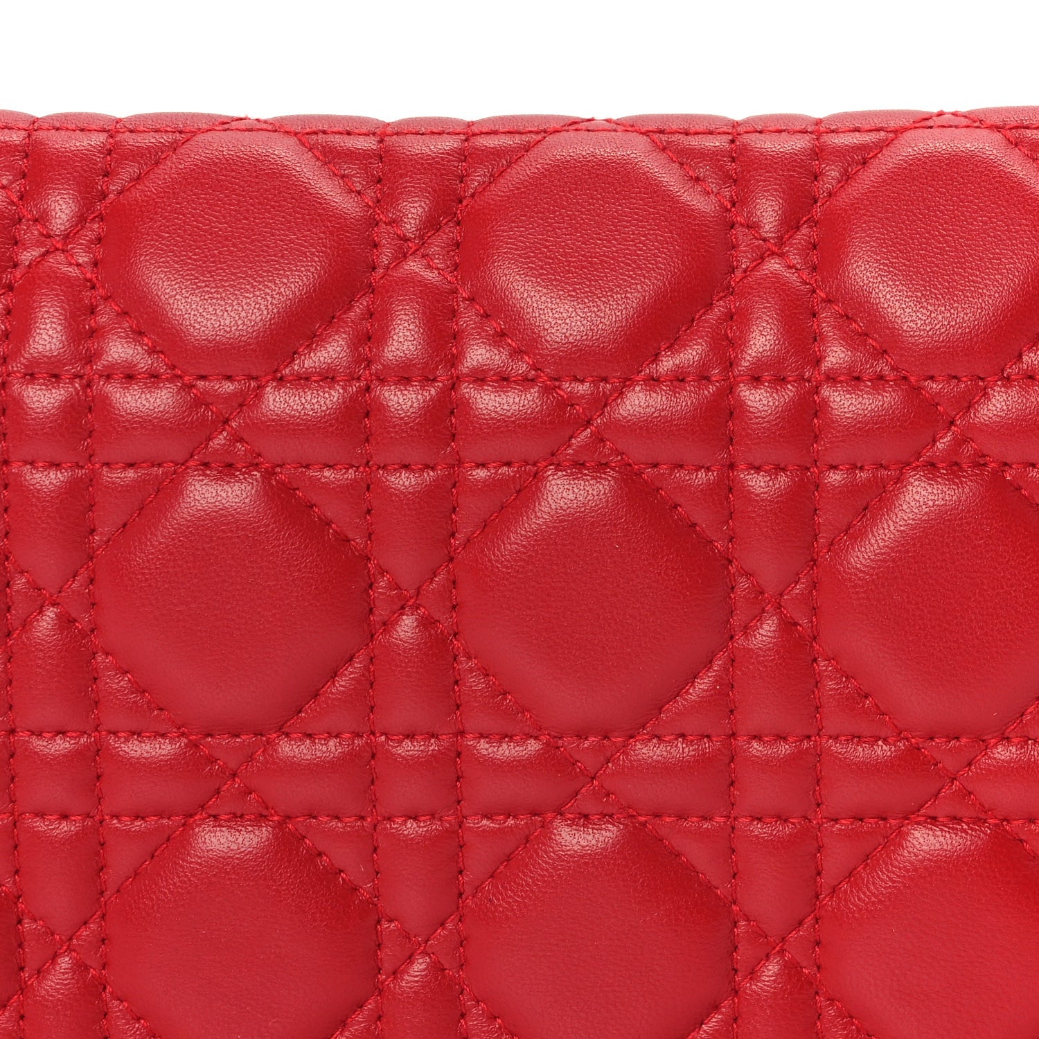 Christian Dior Lambskin Cannage Lady Dior Convertible Clutch Red 6 of 8