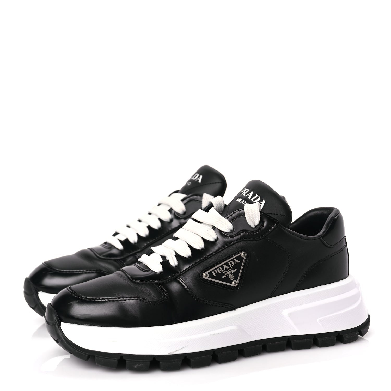 Prada Re-Nylon Spazzolato Triangle Logo Womens Prax 01 45mm Sneakers 36.5  Black 4 of 9