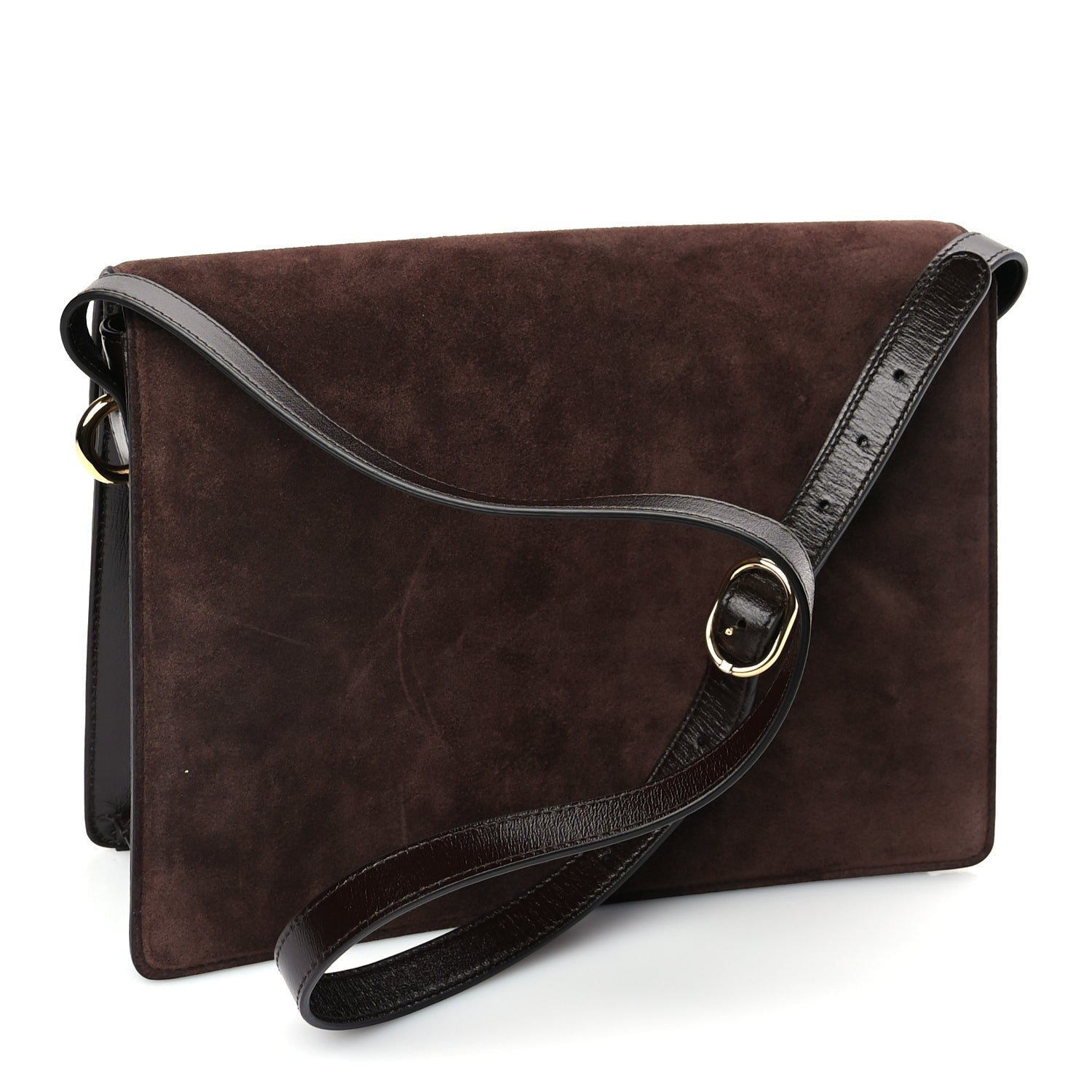 Gucci Suede Medium Torchon GG Ring Shoulder Bag  Reflex Brown 2 of 9