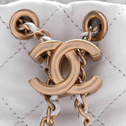 Chanel Calfskin Quilted Pearl Mini About Pearls Drawstring Bucket Bag White 7 of 10