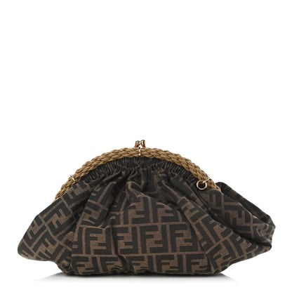 Fendi Fabric Jacquard FF Braided Shell Clutch Tobacco 1 of 18