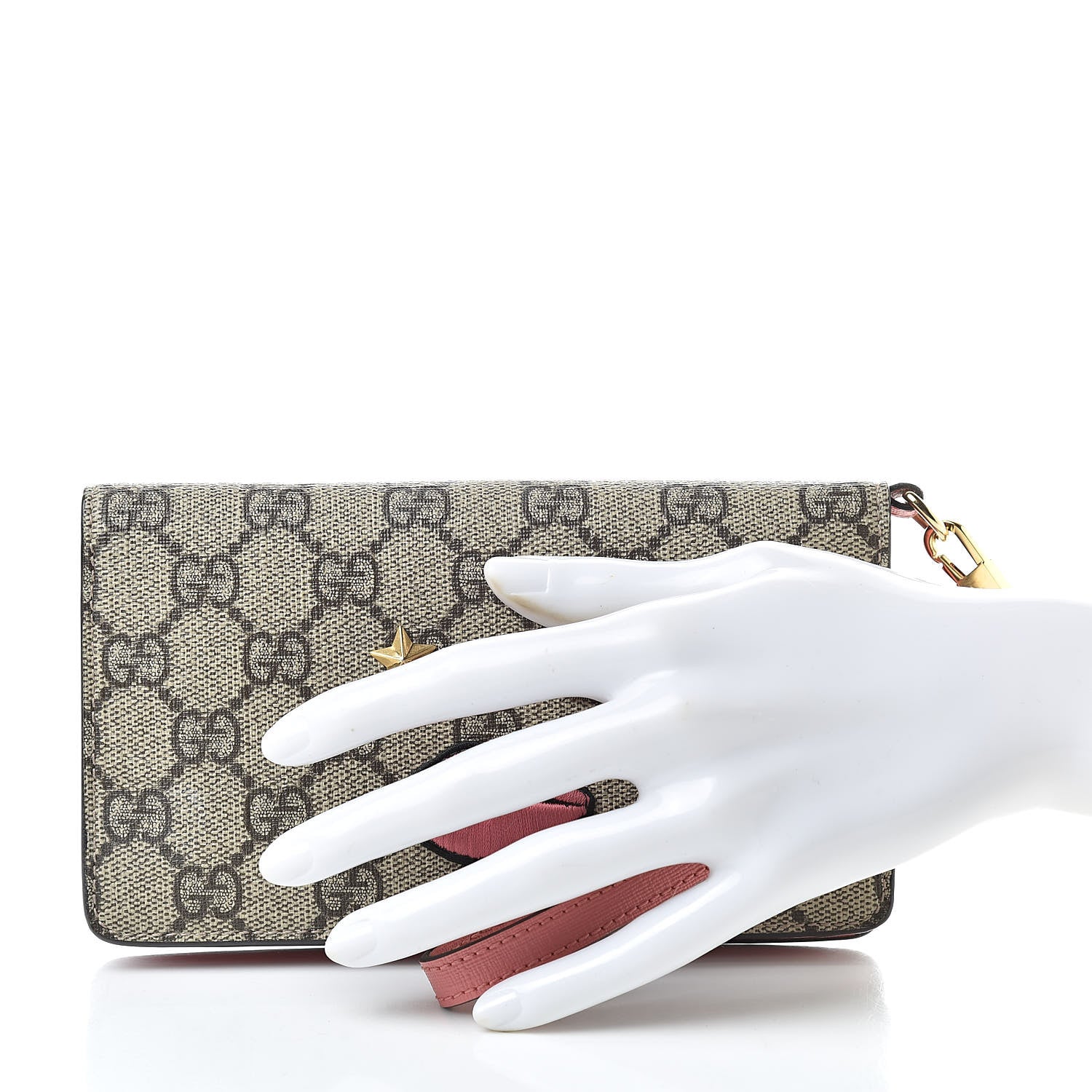 Gucci GG Supreme Monogram Embroidered Face iPhone 6 Case Wristlet Pink 2 of 8