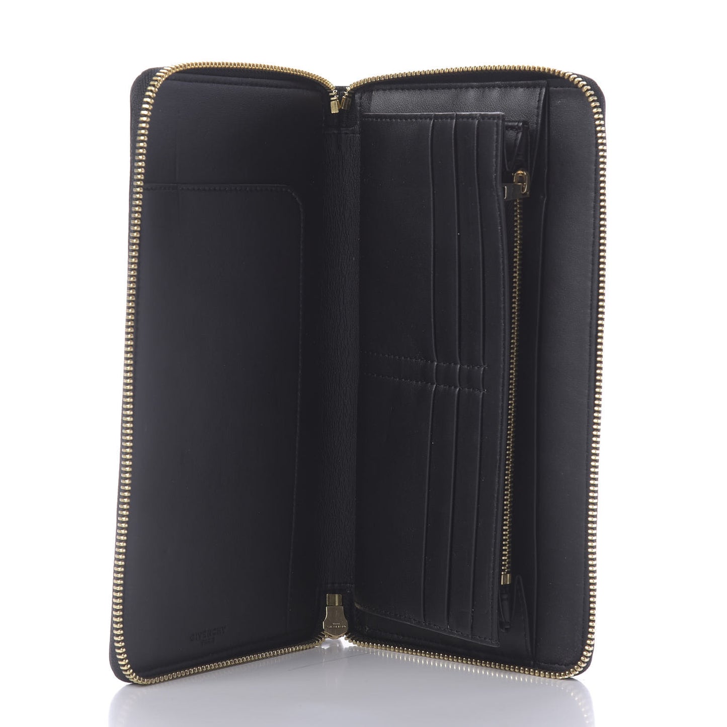 Textured Coated Canvas Rottweiler Print Zip Around Wallet Black