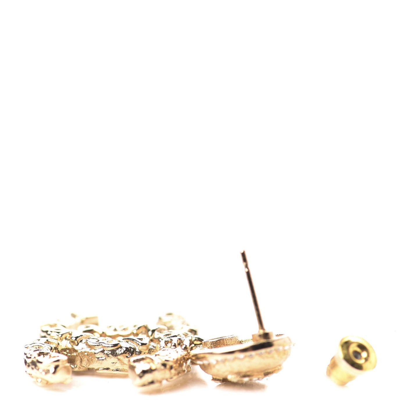 Crystal CC Drop Earrings Gold