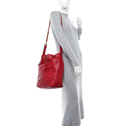 Chanel Lambskin CC Drawstring Shoulder Bag Red 2 of 13